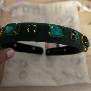 Lele sadoughi  velvet headband. New with tags emerald color with gems.